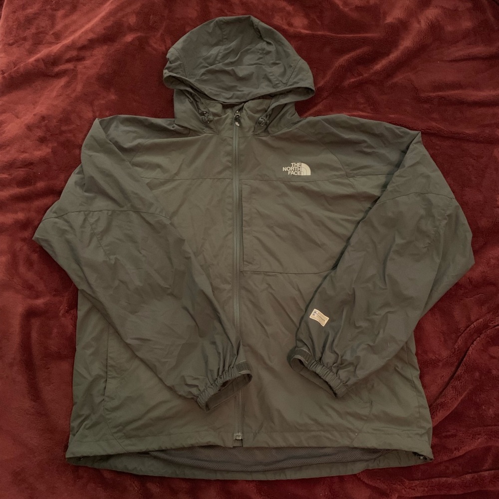 North face green wind breaker